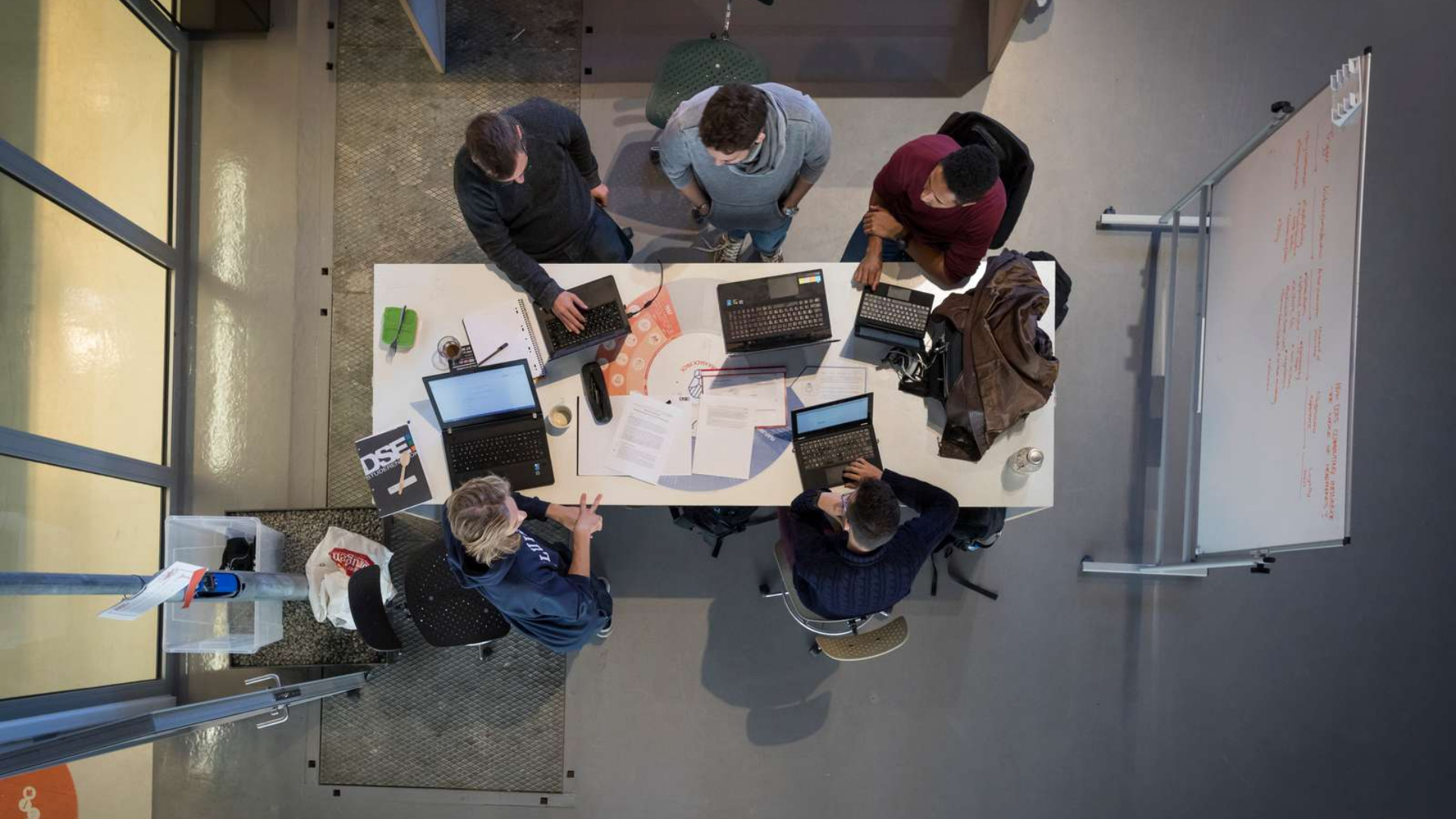Students in a group meeting
